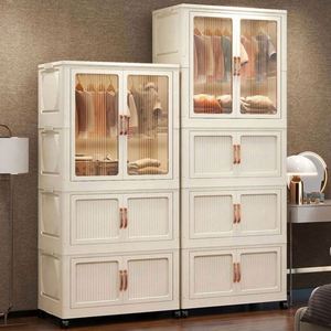 Wholesale Haogle Modern Folding Double Door Large-Capacity Sustainable Home Furniture Storage Cabinet Wheels Portable Plastic - Product Image 3