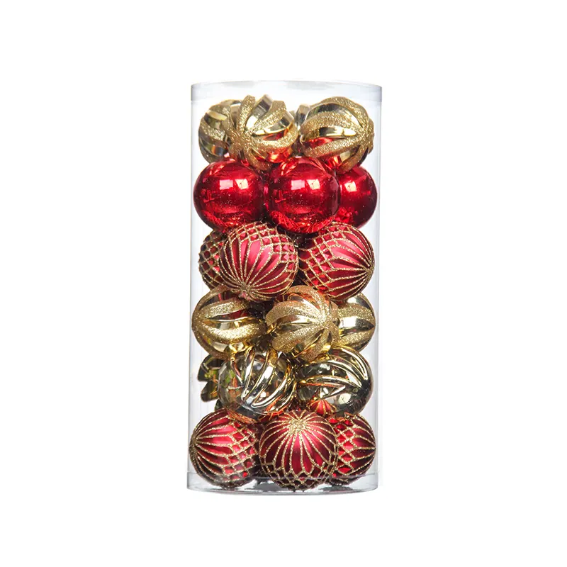 Exquisite 1set of 24pcs Shatterproof Plastic 6CM/2.36" Ornament Baubles 12 Colors Christmas Balls For Xmas Tree Decoration