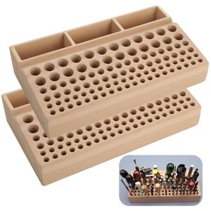 Porte-outil 98 trous professionnel en bois <span class=keywords><strong>maroquinerie</strong></span> support organisateur avec 3 fentes différentes tailles support pour différents outils - Product Image 1