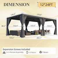 Grande pergola à lames 12x24, en aluminium avec toit réglable, extérieur avec rideaux et filets imperméables