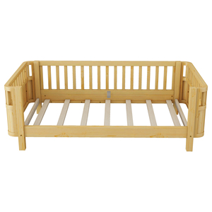 Cama Individual Segura para Niños de Madera Maciza Resistente <span class=keywords><strong>con</strong></span> Barandilla Anticaídas, Cama Individual para Dormir Juntos - Product Image 3