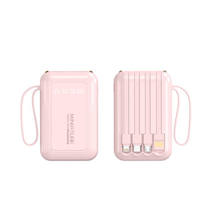 พาวเวอร์แบงค์พกพา 20000mAh พร้อมสายเคเบิลในตัว จอแสดงผล LED สำหรับอุปกรณ์แอนดรอยด์ สีชมพู สีฟ้า - Product Image 2