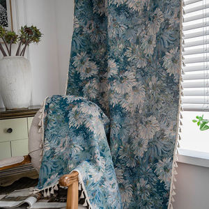 Rideaux Jacquard Avec Glands Salon Rideaux D'extérieur Tissu Oriental <span class=keywords><strong>Japonais</strong></span> Porte Rideaux Panneaux Vintage - Product Image 1