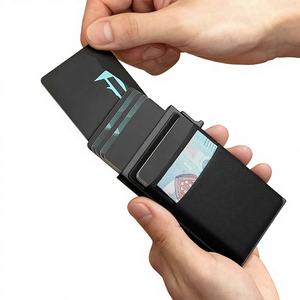 Porte-cartes de visite automatique à glissière latérale pour homme, grande capacité, multi-emplacements, en métal aluminium, antivol - Product Image 1