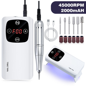 Perceuse à ongles rechargeable 2-en-1 45000 tr/min et lampe UV portable pour le retrait du vernis gel, machine de manucure - Product Image 2