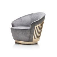 Fauteuil de salon en tissu et métal de conception italienne, moderne et confortable