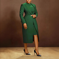 Ensemble robe et veste cardigan unie pour femme, veste de bureau, costume féminin