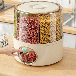 Küchen-Organisationsbox aus Kunststoff mit 6 Fächern für Trockenfutter, 360° °   Rotierende Reisbehälter Getreide-Spender - Product Image 3