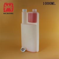 Laboratoire en plastique 100ml 250ml 500ml 1000ml conteneur de mesure Double bouteille de dosage à Double chambre bouteille à Double cou