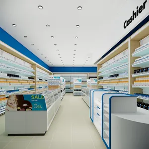 Décoration de magasin de pharmacie commerciale présentoir de pharmacie au sol présentoir de médecine vitrine