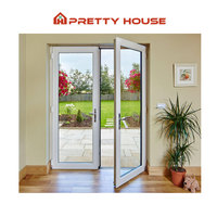 Puerta de Entrada Francesa Antirrobo de Seguridad, Insonorizada, de Doble Vidrio Templado, de Aleación de Aluminio, Puertas Dobles de Entrada Modernas para Exteriores