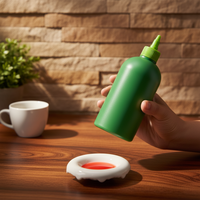 Bouteille souple en plastique de qualité alimentaire sans BPA, réutilisable, anti-fuite, distributeur pour confiture, sauce, ketchup, condiments, indispensable en cuisine