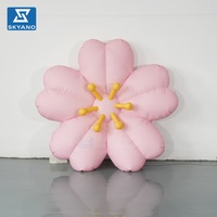 Décoration publicitaire gonflable de fleurs de fleurs roses avec LED Décoration commerciale extérieure gonflable personnalisée de fleurs