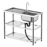 Évier de cuisine professionnel en acier inoxydable avec table de travail intégrée, évier utilitaire pour lavage des mains, idéal pour restaurant, maison, camping, station de lavage