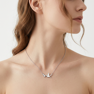 Collier en argent sterling 925 avec collier ras du cou en moissanite en forme d'hirondelle, style coréen tendance pour femme, plaqué or - Product Image 5