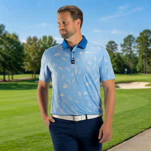 Camisa de manga larga para hombre al por mayor, con bordado y diseño de diamantes de imitación en el cuello, tela suave 100% algodón para golf, entrenamiento y viajes. - Product Image 3