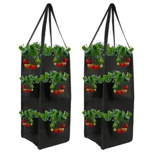 草莓种植袋10加仑悬挂式花盆袋8口袋室外室内蔬菜花卉种植容器