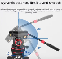 Trépied vidéo professionnel en alliage d'aluminium avec tête fluide rotative à 360 degrés, capacité de charge de 22 lb, compatible avec