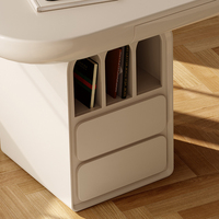 Bureau en L de style crème français 1,8 m avec chaise et 2 tiroirs – Bureau moderne en bois