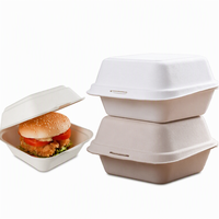 Boîte à hamburger en bagasse de canne à sucre biodégradable personnalisée, emballage alimentaire
