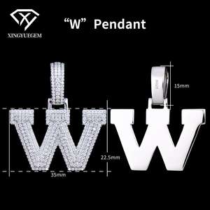 Pendentif en argent sterling 925, bijoux hip-hop tendance, lettre W sertie de moissanite, monture griffe, certifié GRA, breloques, cadeau - Product Image 2
