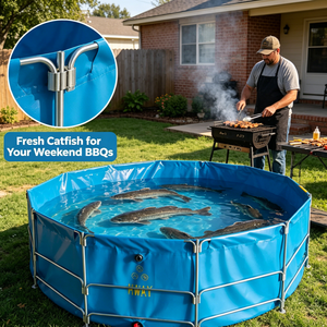 Petit <span class=keywords><strong>bassin</strong></span> rond en acier pour poissons, pliable et portable, étanche, pour <span class=keywords><strong>jardin</strong></span>, balcon, idéal pour koïs, poissons rouges et tortues - Product Image 3