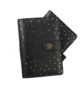 Carpeta económica personalizada de cuero con diamantes de corona, PU A6, 6 anillos, cuaderno, planificador, diario de Estudiante, organizador, carpeta de dinero, presupuesto