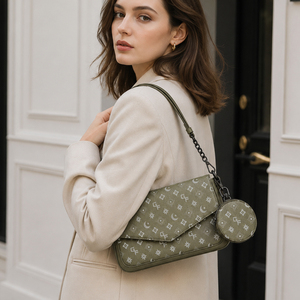 Custom Unisex Flap Crossbody Bag PU Leather Shoulder <b>Handbag</b> with Chain Strap Round Coin Pouch Casual Everyday Messenger Purse - Product Image 2