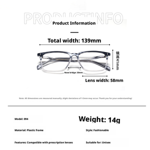 Full Rim Rectangle <b>Eyeglasses</b> Black Solid <b>Frame</b> Anti-Uv Vision Correction Men Adults - Product Image 2