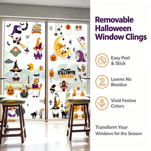 Adhesivos de Vinilo Removibles para Ventanas de Halloween, Decoración Festiva para Fiestas en Casa, Reutilizables, Forma Irregular - Product Image 1