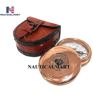 Boussole de poche marine ALFA NAUTICAL en laiton de 2 pouces, finition cuivre, style marin, outil de navigation pour la randonnée, avec boîte - Product Image 4