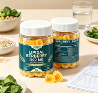Bonbons gommeux liposomaux végétaliens à la berbérine avec melon amer, cannelle et feuille de banaba pour une immunité améliorée – Complément bien-être naturel