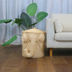 Handmade Wicker Elephant Storage <b>Basket</b> Round Eco-Friendly <b>Laundry</b> Hamper For Bathroom Toy Clothes Organizer - Product Image 4