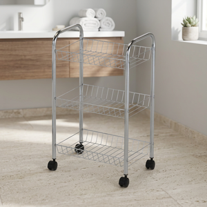 3-tier Wire Basket Storage Trolley FLF-5082 Made in Taiwan - Product Image 3