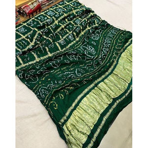 Sari en soie Gajji indienne festive, pur, bandhani, sari traditionnel artisanal en soie Gajji pure, ghatchola - Product Image 1