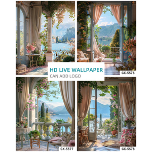 Lujosa Villa Iluminación <span class=keywords><strong>Ventanas</strong></span> Hogar Atmósfera Fotografía Fondo Tela - Product Image 4