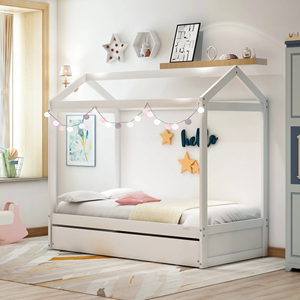 <span class=keywords><strong>Lit</strong></span> de maison de taille jumelle pour enfants cadre de <span class=keywords><strong>lit</strong></span> à plateforme en bois avec <span class=keywords><strong>lit</strong></span> <span class=keywords><strong>gigogne</strong></span> pour tout-petits garçons et filles - Product Image 2