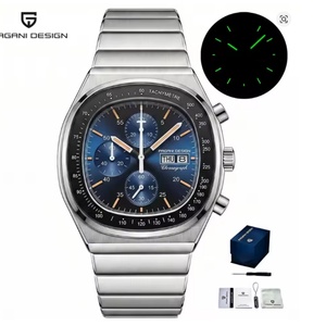 Hruodland Retro Quartz <b>Chronograph</b> Men Watches Sapphire Glass Stainless Steel Fashion Dress Wristwatch F-022 Reloj Hombre - Product Image 2