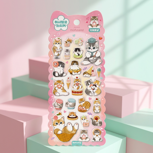 <b>Marshmallow</b> PVC Stickers UV Printed Dessert Cat Korean Cute Character Removable Diary Deco Sheet Kawaii Wholesale - Product Image 3