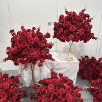 Boules de fleurs artificielles en soie rouge IFG, centre de table de mariage très vendu, pour la décoration