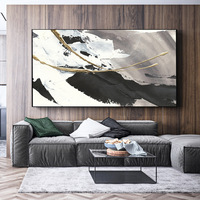 Meilleure Vente : Peinture à l'Huile Abstraite 100% Faite Main pour Décoration de Salon Nordique, Noir Blanc Gris, Logo Personnalisé, sur Toile en Tissu