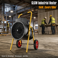 Ventilateur électrique industriel autoportant 30KW 15KW 220V 380V, chauffage à air forcé portable avec roues
