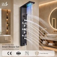 Ensemble de panneaux de douche à affichage numérique alimenté par l'eau, en acier inoxydable 304, avec fonction pluie et LED, à fixation murale, pour projets hôteliers, personnalisation OEM
