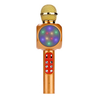 Microphone karaoké sans fil pour enfants 1816 avec lumières LED contrôlables, micro-haut-parleur portable 4-en-1