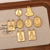 Pendentifs religieux en acier inoxydable à double trou, Vierge Marie Catholique, Notre-Dame de Guadalupe, Breloques Vierge Marie, Fournitures de bijoux, Cadeau religieux