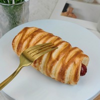 Modèle de tranche de pain grillé simulé en PU, accessoire de décoration pour pâtisserie, pièce de présentation décorative, accessoire de cinéma et de télévision, 2,5 cm d'épaisseur, fait main
