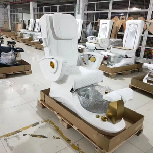 Fauteuils de pédicure de luxe en acier inoxydable avec spa pour les pieds, massage par pompe et drain, massage complet du corps, fauteuil de pédicure spa avec fonction inclinable - Product Image 1