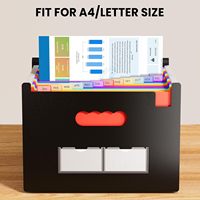 Carpeta de Archivos Expandible de Plástico Negra A4, Tamaño Legal, con 13 Bolsillos, Multiusos, OEM