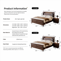 Lit double en bois massif de chêne rouge de qualité FSA importé, moderne, intelligent, lumineux, avec recharge USB sans fil, écologique, pour chambre à coucher