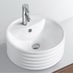 อ่างล้างหน้าเซรามิกทรงกลมสีขาวแบบวางบนเคาน์เตอร์ รูเดียว ขนาด 460x460 มม. - Product Image 2